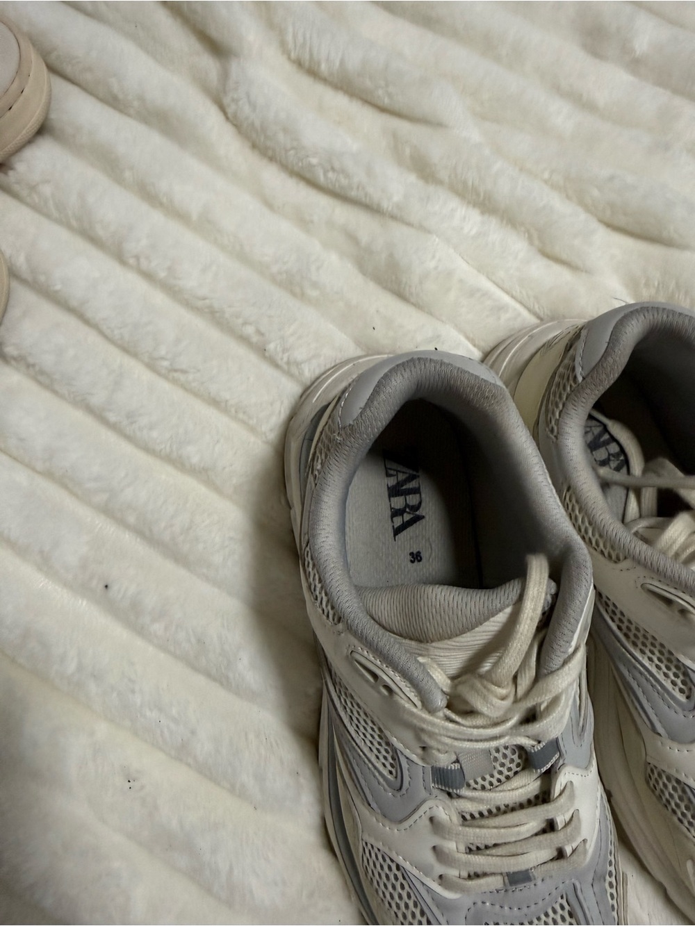 Zara Off-White and Light Gray Platform Sneakers